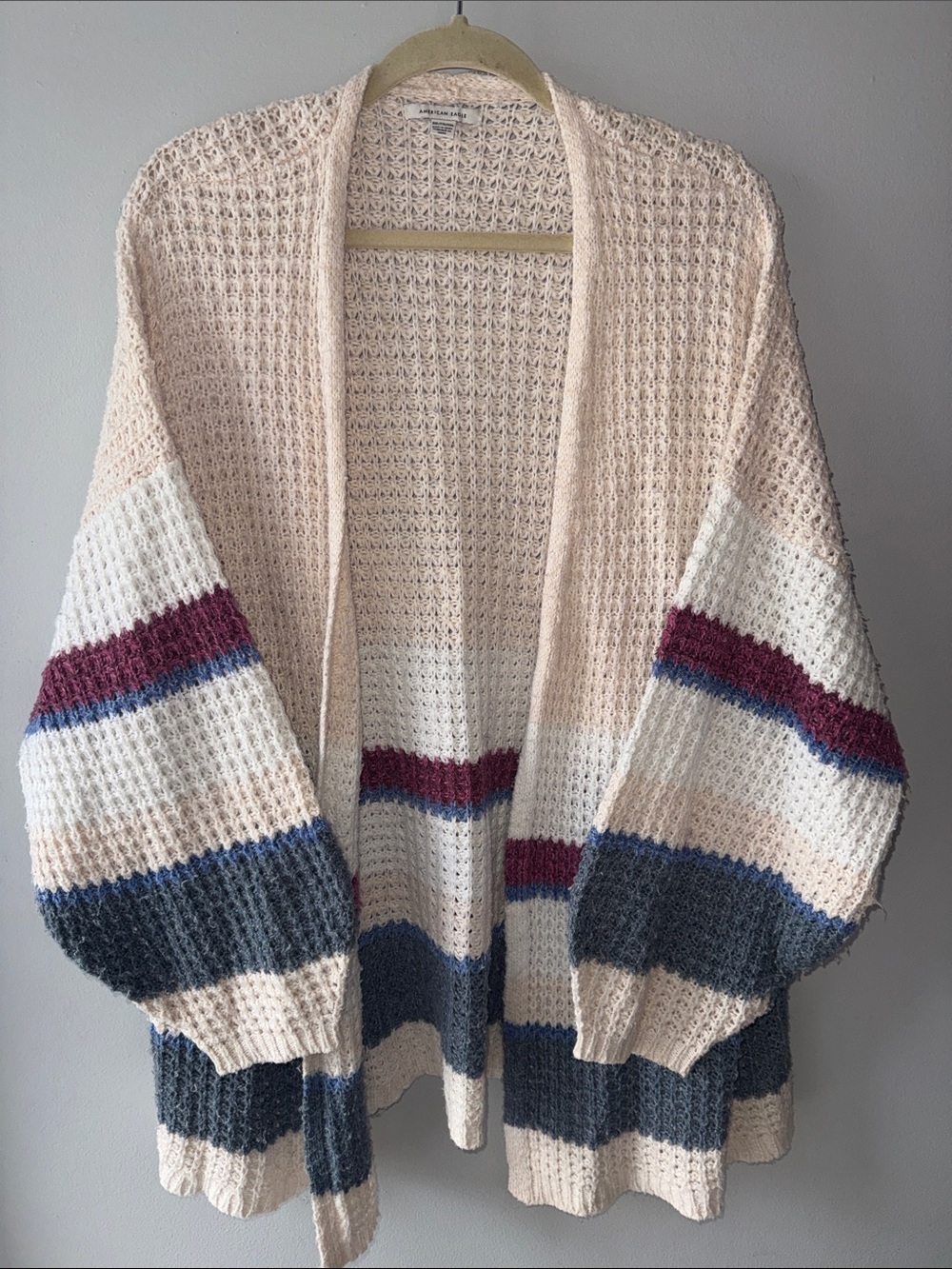 Multicolor Patchwork Wide Sleeve Cardigan.